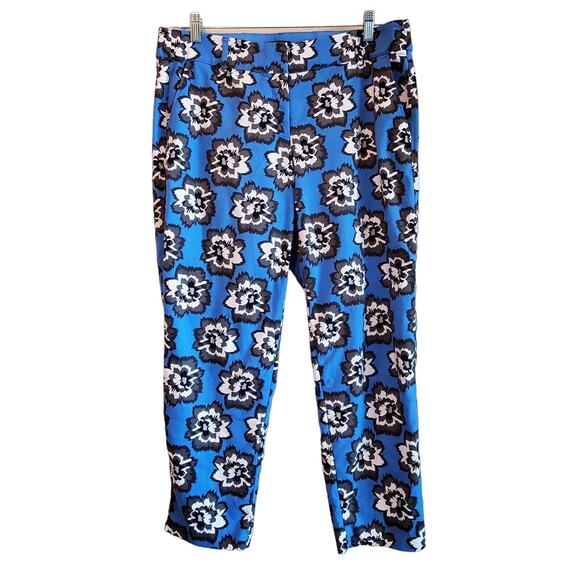 LANE BRYANT Women's 14 The Lena Ankle Pants Modernist Collection Blue Floral - Picture 1 of 6